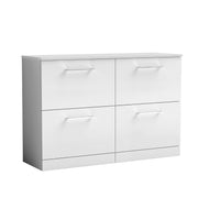 Nuie Arno 1200mm Gloss White 4 Drawer floor standing worktop vanity unit