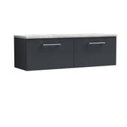 Nuie Arno 1200mm Soft Black 2 Drawer worktop vanity unit with Bellato Grey Worktop