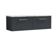 Nuie Arno 1200mm Soft Black 2 Drawer worktop vanity unit with Carrara Laminate Worktop