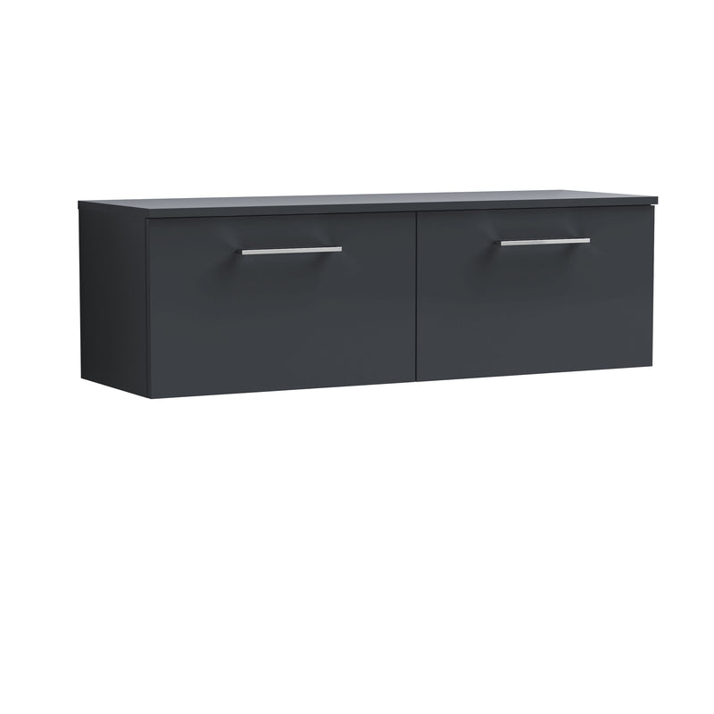 Nuie Arno 1200mm Soft Black 2 Drawer worktop vanity unit with Co-ordinating Worktop