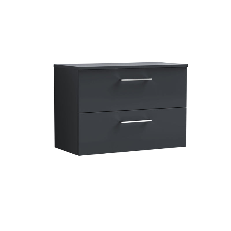 Nuie Arno 800mm Soft Black 2 Drawer worktop vanity unit with Co-ordinating Worktop