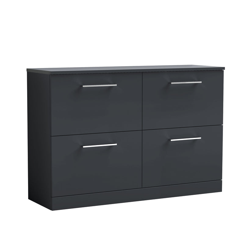Nuie Arno 1200mm Soft Black 4 Drawer floor standing worktop vanity unit