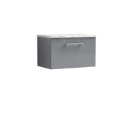 Nuie Arno 600mm Satin Grey 1 Drawer worktop vanity unit with Carrara Laminate Worktop