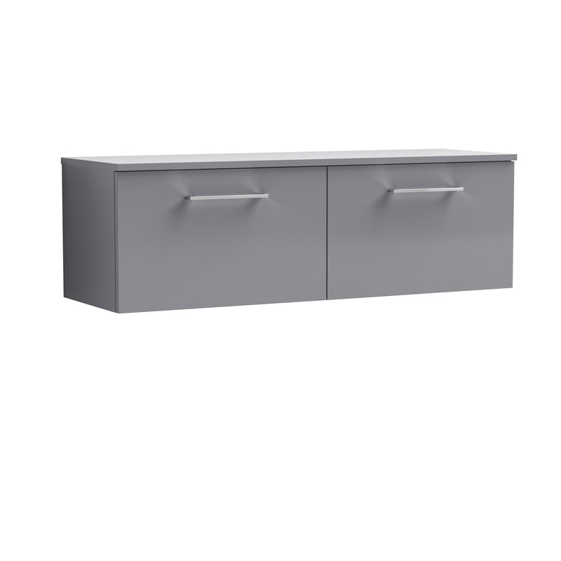 Nuie Arno 1200mm Satin Grey 2 Drawer worktop vanity unit with Co-ordinating Worktop