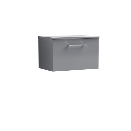 Nuie Arno 600mm Satin Grey 1 Drawer worktop vanity unit with Co-ordinating Worktop