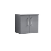 Nuie Arno 600mm Satin Grey 2 Door worktop vanity unit with Co-ordinating Worktop