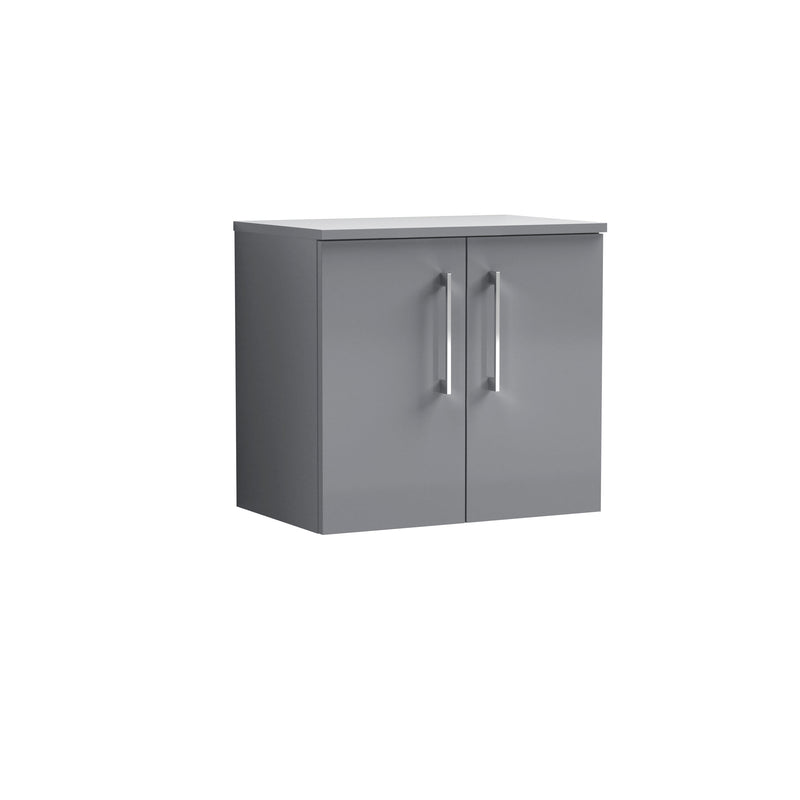 Nuie Arno 600mm Satin Grey 2 Door worktop vanity unit with Co-ordinating Worktop