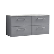 Nuie Arno 1200mm Satin Grey 4 Drawer worktop vanity unit with Bellato Grey Worktop