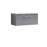 Nuie Arno 800mm Satin Grey 1 Drawer worktop vanity unit with Carrara Laminate Worktop