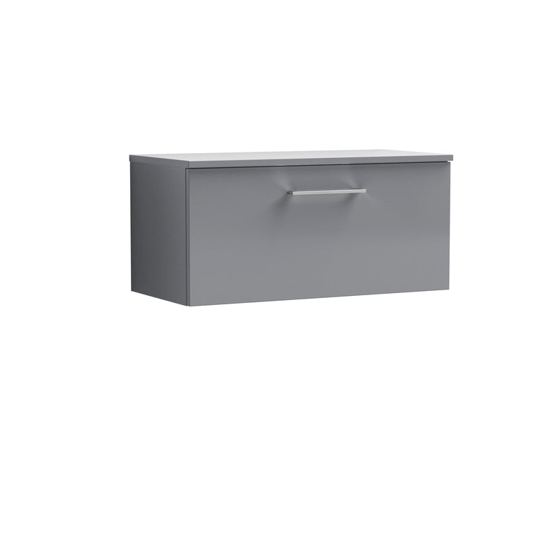 Nuie Arno 800mm Satin Grey 1 Drawer worktop vanity unit with Co-ordinating Worktop