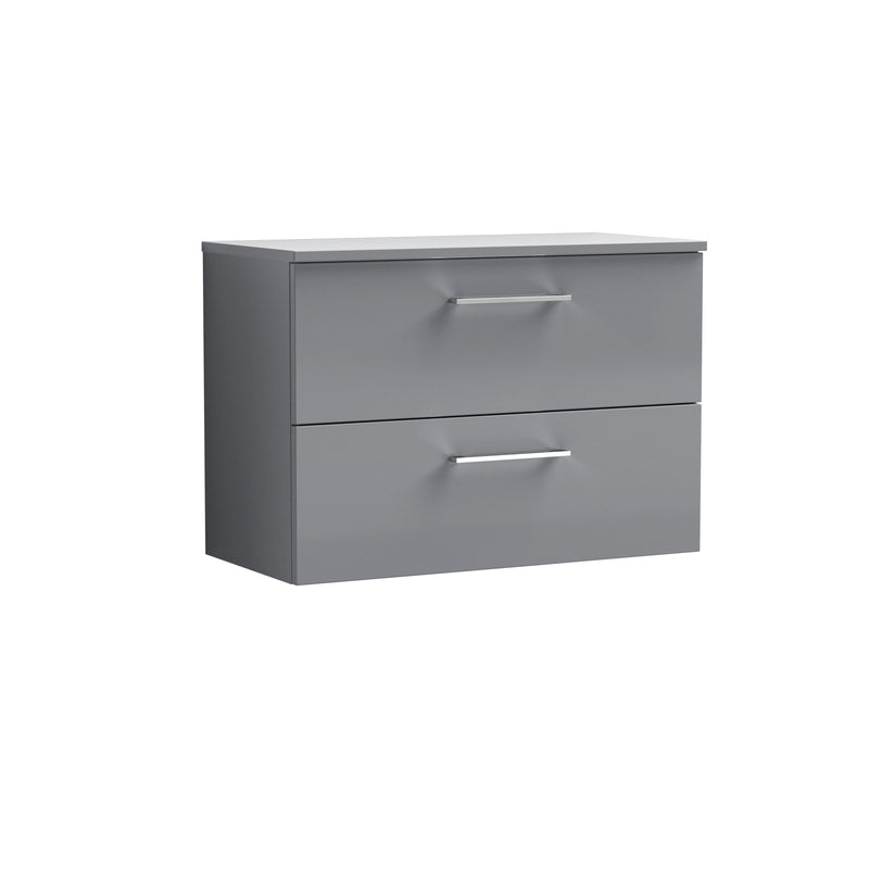 Nuie Arno 800mm Satin Grey 2 Drawer worktop vanity unit with Co-ordinating Worktop