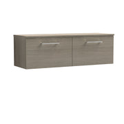 Nuie Arno 1200mm Solace Oak 2 Drawer worktop vanity unit with Co-ordinating Worktop