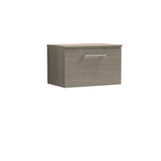Nuie Arno 600mm Solace Oak 1 Drawer worktop vanity unit with Co-ordinating Worktop