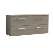 Nuie Arno 1200mm Solace Oak 4 Drawer worktop vanity unit with Co-ordinating Worktop
