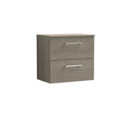 Nuie Arno 600mm Solace Oak 2 Drawer worktop vanity unit with Co-ordinating Worktop