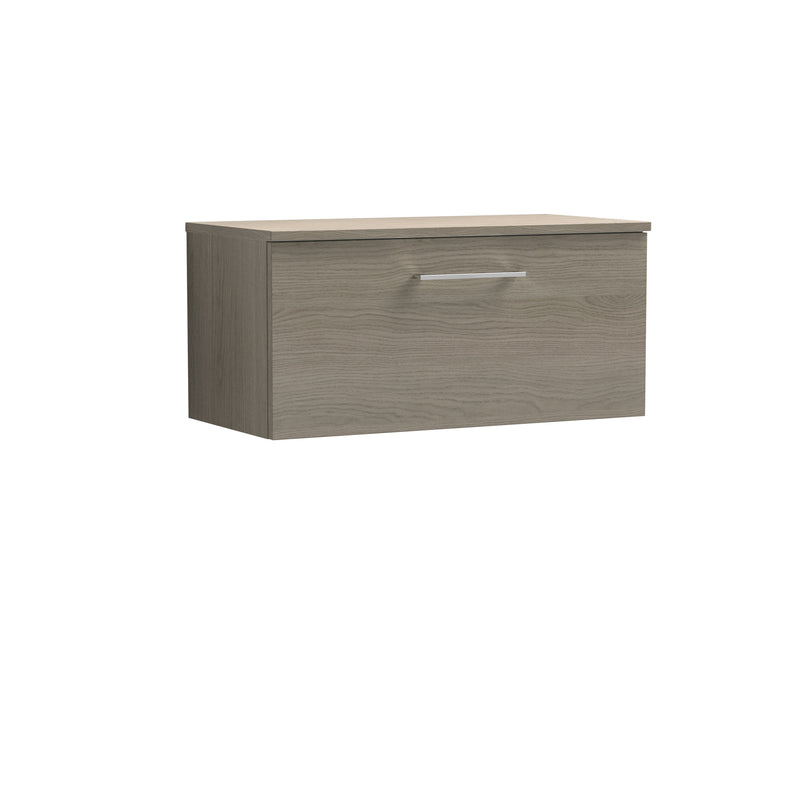 Nuie Arno 800mm Solace Oak 1 Drawer worktop vanity unit with Co-ordinating Worktop