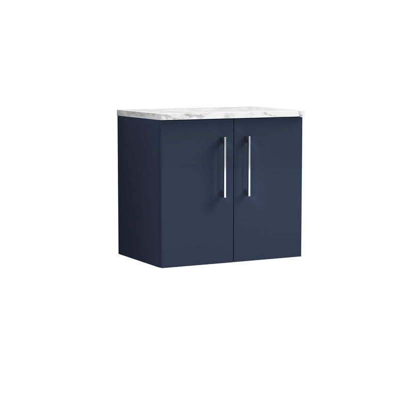 Nuie Arno 600mm Midnight Blue 2 Door worktop vanity unit with Carrara Laminate Worktop