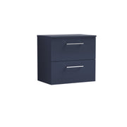 Nuie Arno 600mm Midnight Blue 2 Drawer worktop vanity unit with Co-ordinating Worktop