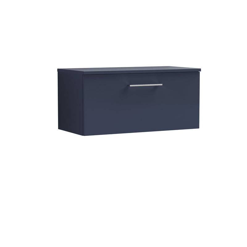 Nuie Arno 800mm Midnight Blue 1 Drawer worktop vanity unit with Co-ordinating Worktop
