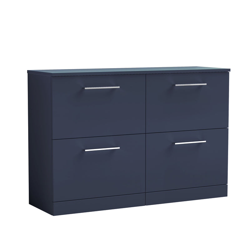 Nuie Arno 1200mm Midnight Blue 4 Drawer floor standing worktop vanity unit