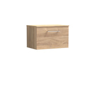 Nuie Arno 600mm Bleached Oak 1 Drawer worktop vanity unit with Co-ordinating Worktop