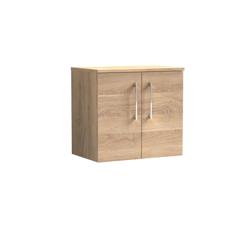 Nuie Arno 600mm Bleached Oak 2 Door worktop vanity unit with Co-ordinating Worktop