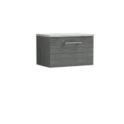 Nuie Arno 600mm Anthracite Woodgrain 1 Drawer worktop vanity unit with Bellato Grey Worktop