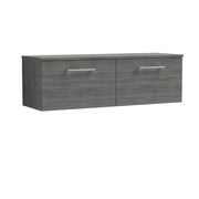 Nuie Arno 1200mm Anthracite Woodgrain 2 Drawer worktop vanity unit with Co-ordinating Worktop