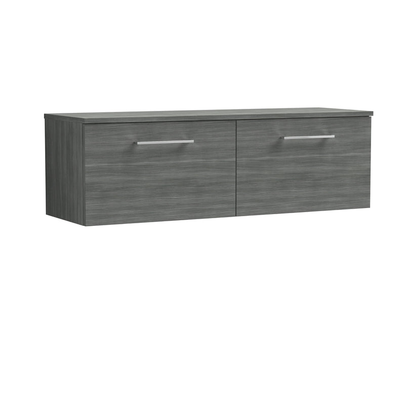 Nuie Arno 1200mm Anthracite Woodgrain 2 Drawer worktop vanity unit with Co-ordinating Worktop