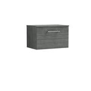 Nuie Arno 600mm Anthracite Woodgrain 1 Drawer worktop vanity unit with Co-ordinating Worktop