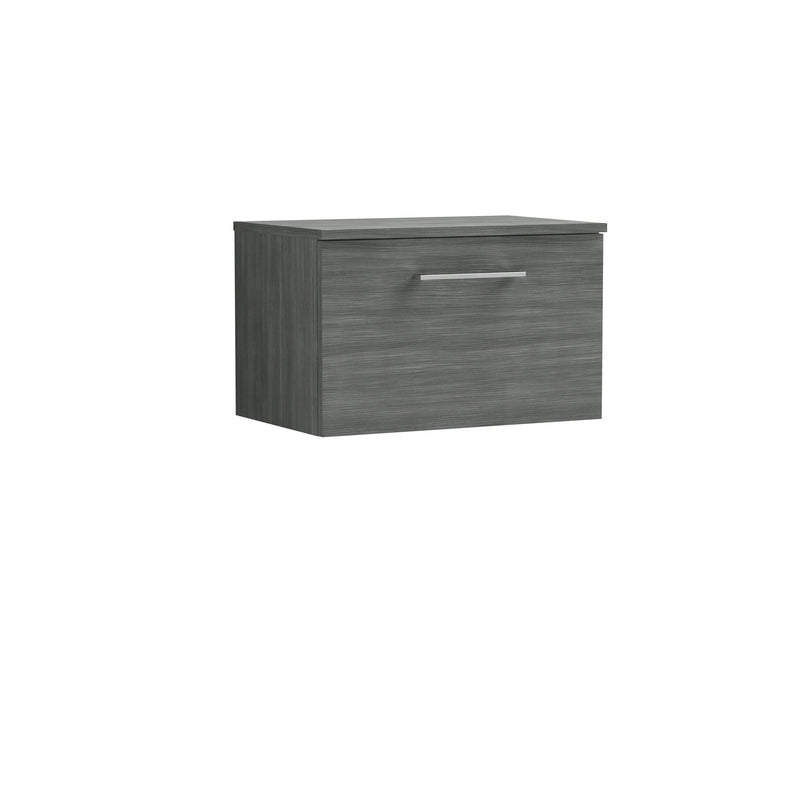Nuie Arno 600mm Anthracite Woodgrain 1 Drawer worktop vanity unit with Co-ordinating Worktop
