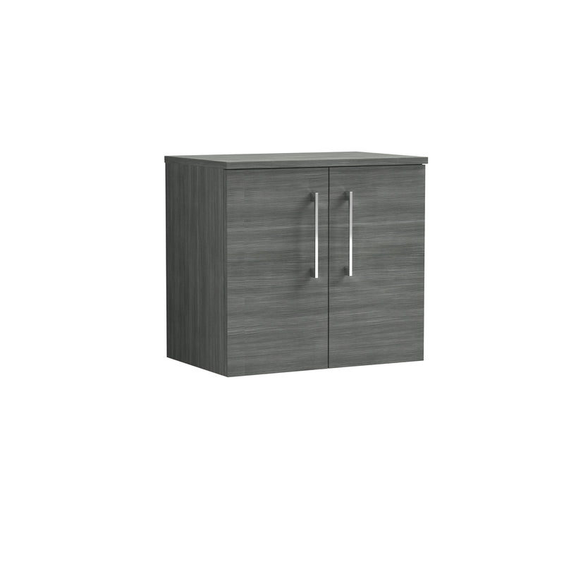 Nuie Arno 600mm Anthracite Woodgrain 2 Door worktop vanity unit with Co-ordinating Worktop