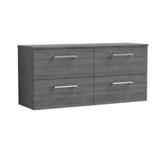 Nuie Arno 1200mm Anthracite Woodgrain 4 Drawer worktop vanity unit with Co-ordinating Worktop