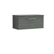 Nuie Arno 800mm Anthracite Woodgrain 1 Drawer worktop vanity unit with Co-ordinating Worktop