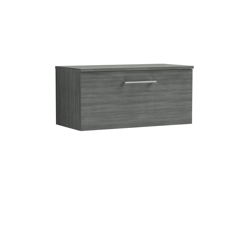 Nuie Arno 800mm Anthracite Woodgrain 1 Drawer worktop vanity unit with Co-ordinating Worktop
