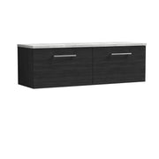 Nuie Arno 1200mm Charcoal Black 2 Drawer worktop vanity unit with Bellato Grey Worktop