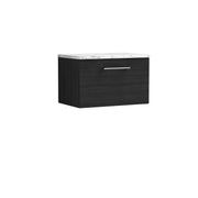 Nuie Arno 600mm Charcoal Black 1 Drawer worktop vanity unit with Carrara Laminate Worktop