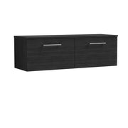 Nuie Arno 1200mm Charcoal Black 2 Drawer worktop vanity unit with Co-ordinating Worktop