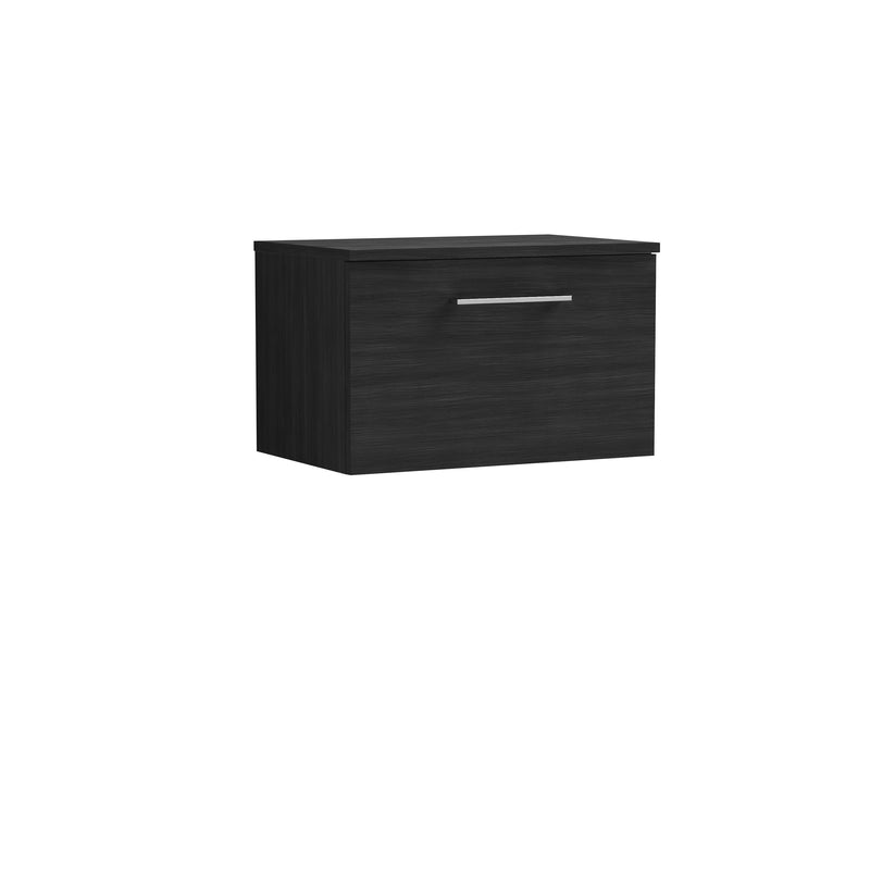 Nuie Arno 600mm Charcoal Black 1 Drawer worktop vanity unit with Co-ordinating Worktop