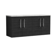 Nuie Arno 1200mm Charcoal Black 4 Door worktop vanity unit with Bellato Grey Worktop