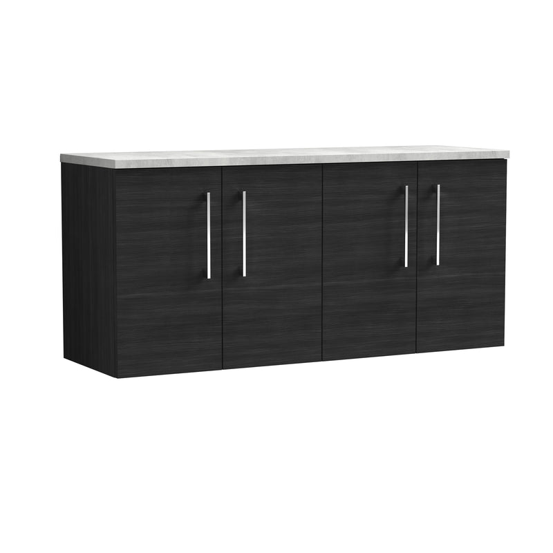 Nuie Arno 1200mm Charcoal Black 4 Door worktop vanity unit with Bellato Grey Worktop
