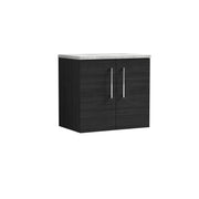 Nuie Arno 600mm Charcoal Black 2 Door worktop vanity unit with Bellato Grey Worktop