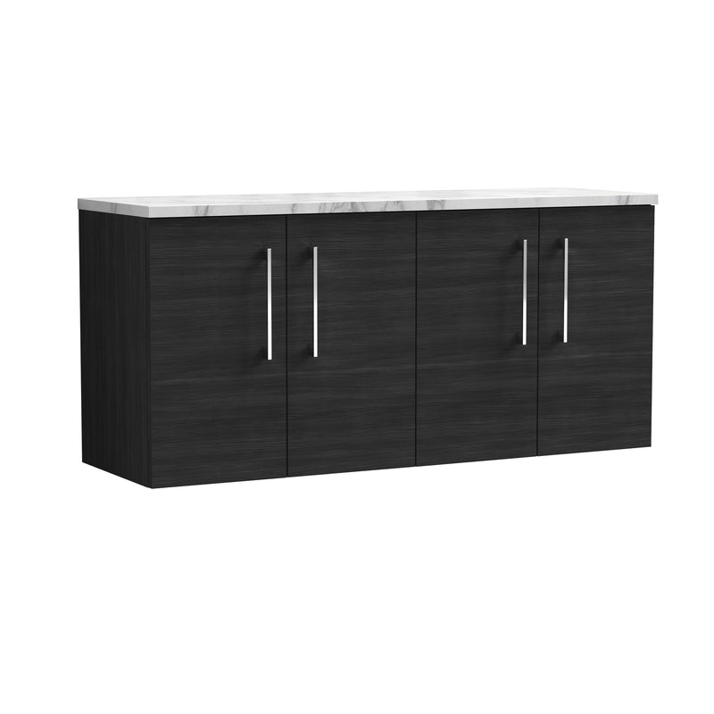 Nuie Arno 1200mm Charcoal Black 4 Door worktop vanity unit with Carrara Laminate Worktop