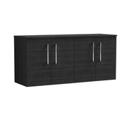 Nuie Arno 1200mm Charcoal Black 4 Door worktop vanity unit with Co-ordinating Worktop