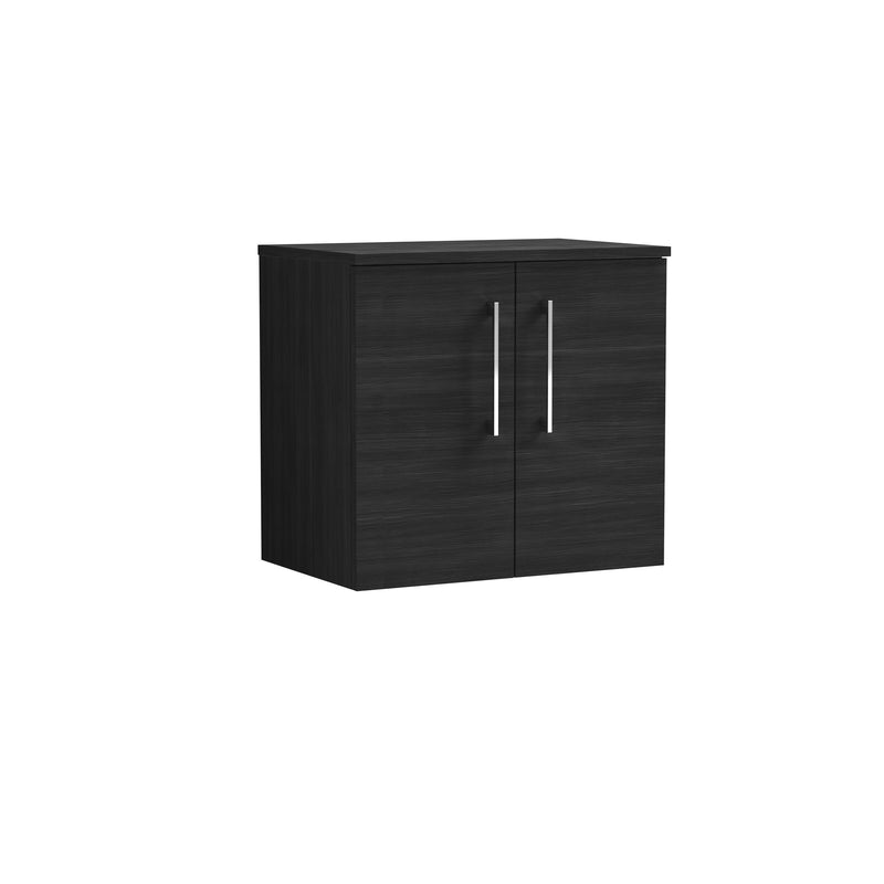 Nuie Arno 600mm Charcoal Black 2 Door worktop vanity unit with Co-ordinating Worktop