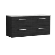 Nuie Arno 1200mm Charcoal Black 4 Drawer worktop vanity unit with Bellato Grey Worktop