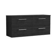 Nuie Arno 1200mm Charcoal Black 4 Drawer worktop vanity unit with Co-ordinating Worktop