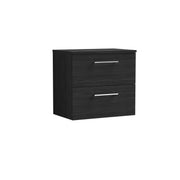Nuie Arno 600mm Charcoal Black 2 Drawer worktop vanity unit with Co-ordinating Worktop