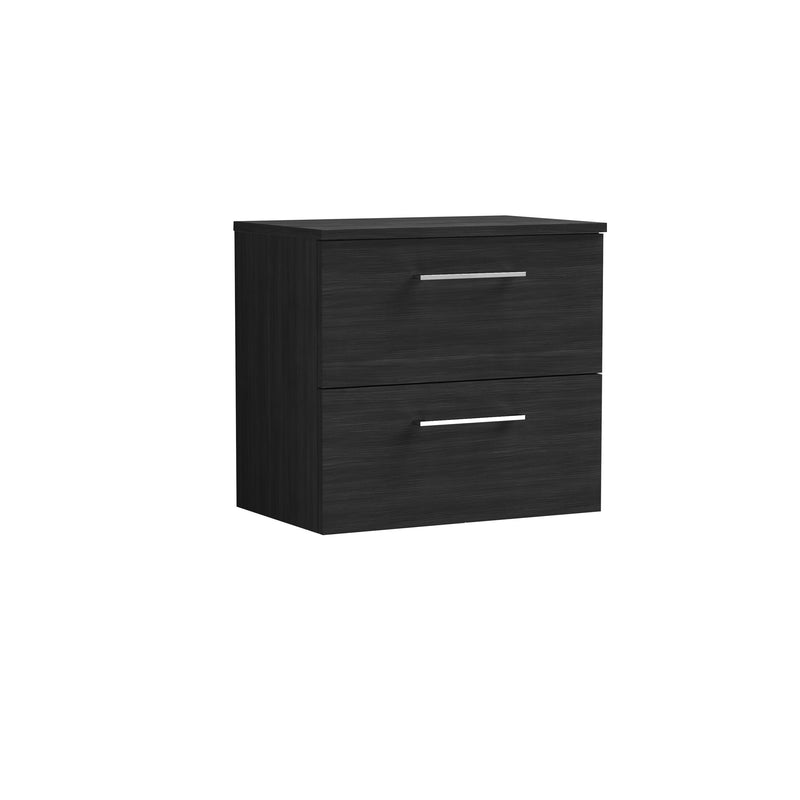 Nuie Arno 600mm Charcoal Black 2 Drawer worktop vanity unit with Co-ordinating Worktop