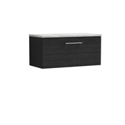 Nuie Arno 800mm Charcoal Black 1 Drawer worktop vanity unit with Bellato Grey Worktop